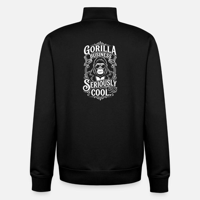 Gorilla Business – Vraiment cool - Sweat zippé unisexe en coton bio Stanley/Stella - noir