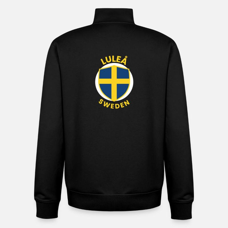 Bouclier de Luleå Drapeau suédois - Sweat zippé unisexe en coton bio Stanley/Stella - noir