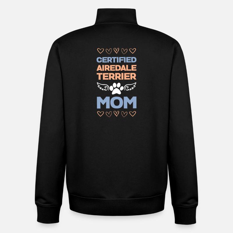 Airedale Terrier Mom - Unisex Organic Zip Sweatshirt by Stanley/Stella - black