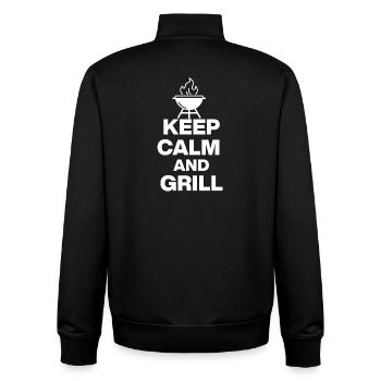 KEEP CALM AND GRILL, FIRE GRILLEN PARTY FLEISCH - Unisex Organic Zip Sweatshirt von Stanley/Stella - Schwarz - Hinten - AI Model Male 185 light (185cm)