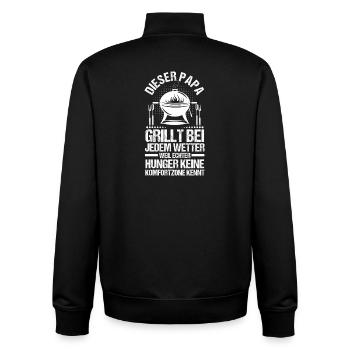 Barbecue, fête des pères, papa - Sweat zippé unisexe en coton bio Stanley/Stella - noir - Dos - AI Model Male 185 light (185cm)