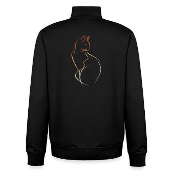 Dessin de chat vintage - Sweat zippé unisexe en coton bio Stanley/Stella - noir - Dos - AI Model Male 185 light (185cm)