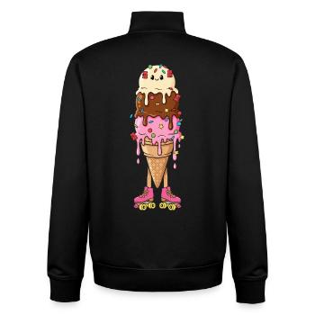 Kawaii Eis Rollschuhe Retro - Unisex Organic Zip Sweatshirt von Stanley/Stella - Schwarz - Hinten - AI Model Male 185 light (185cm)