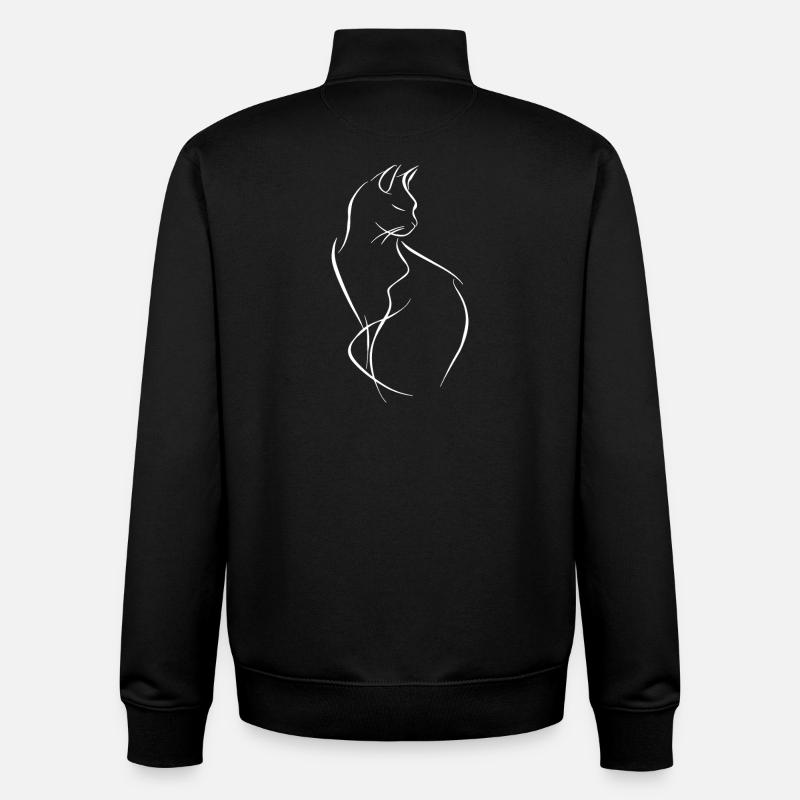 Croquis de chat - Sweat zippé unisexe en coton bio Stanley/Stella - noir