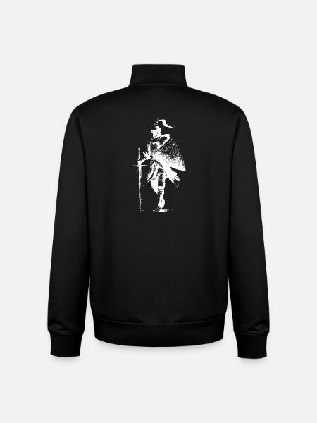 Chevalier Silhouette avec épée et cape - Sweat zippé unisexe en coton bio Stanley/Stella - noir