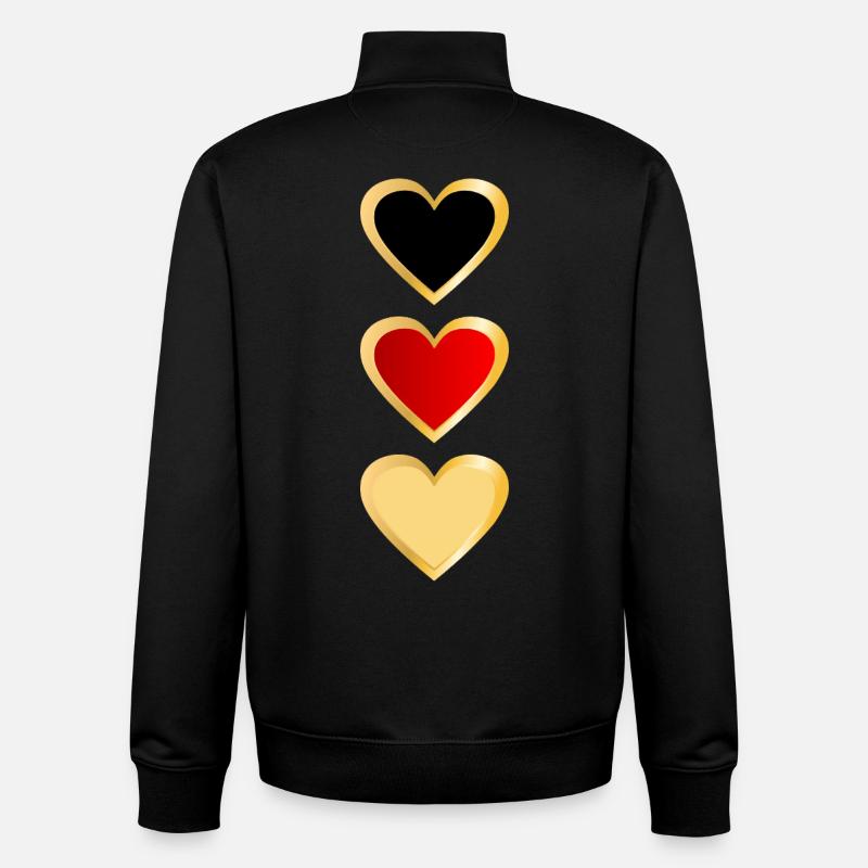 Allemagne - Équipe Heart - Sweat zippé unisexe en coton bio Stanley/Stella - noir