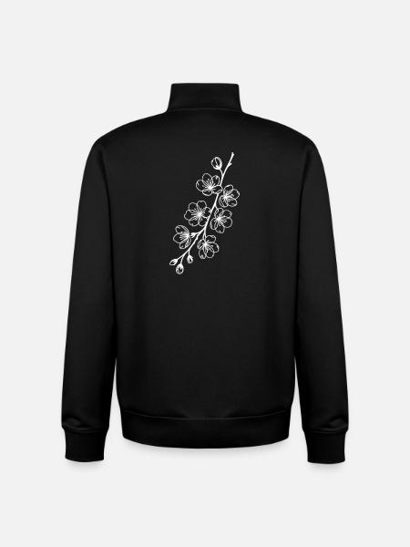 Sakura Linienkunst auf Schwarz - Unisex Organic Zip Sweatshirt von Stanley/Stella - Schwarz