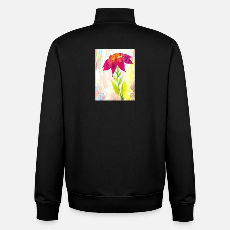 Une fleur - Sweat zippé unisexe en coton bio Stanley/Stella - noir