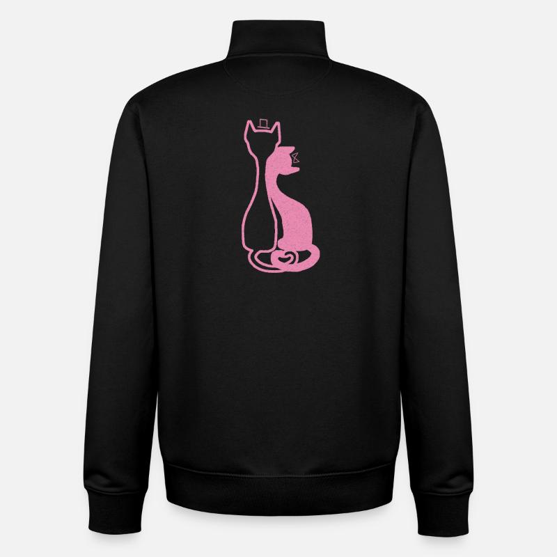 Couple de chats élégants – Pink - Sweat zippé unisexe en coton bio Stanley/Stella - noir