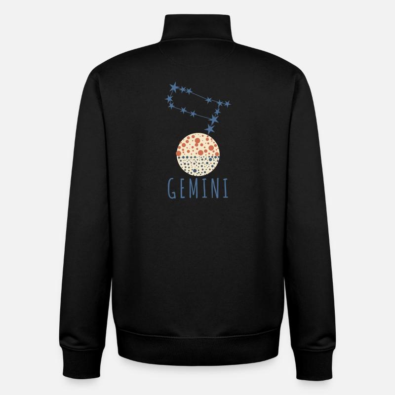 La constellation des Gémeaux - Sweat zippé unisexe en coton bio Stanley/Stella - noir