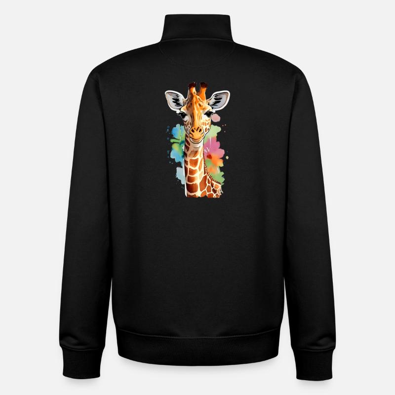 Girafe - Sweat zippé unisexe en coton bio Stanley/Stella - noir
