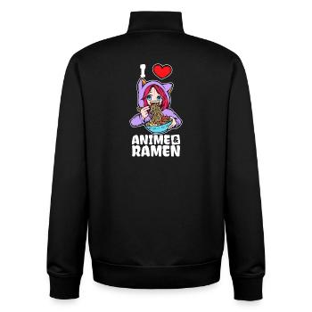 J’aime l’anime Ramen Déclaration Heart Girl Manga - Sweat zippé unisexe en coton bio Stanley/Stella - noir - Dos - AI Model Male 185 light (185cm)