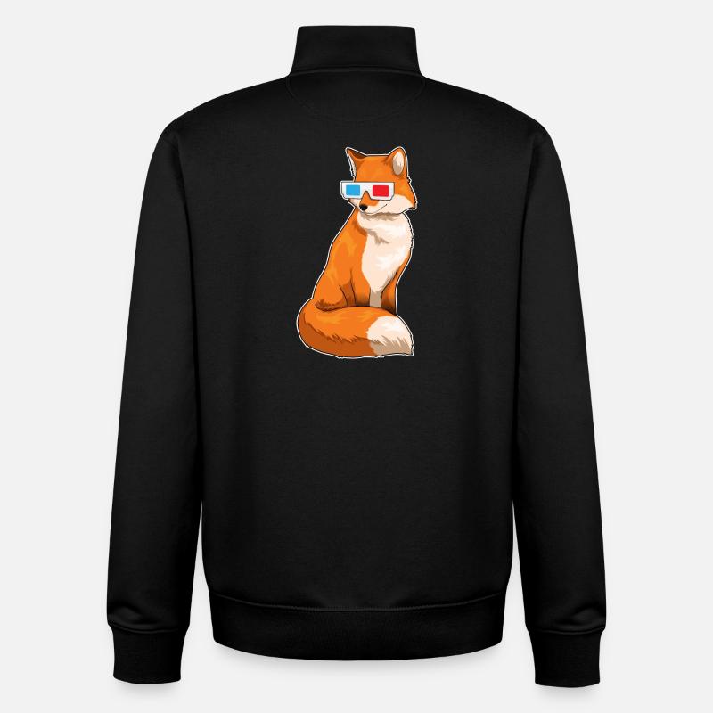 Lunettes Fuchs - Sweat zippé unisexe en coton bio Stanley/Stella - noir