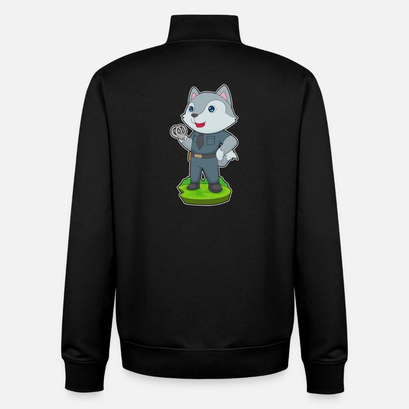 Loup Policier Menottes Police - Sweat zippé unisexe en coton bio Stanley/Stella - noir