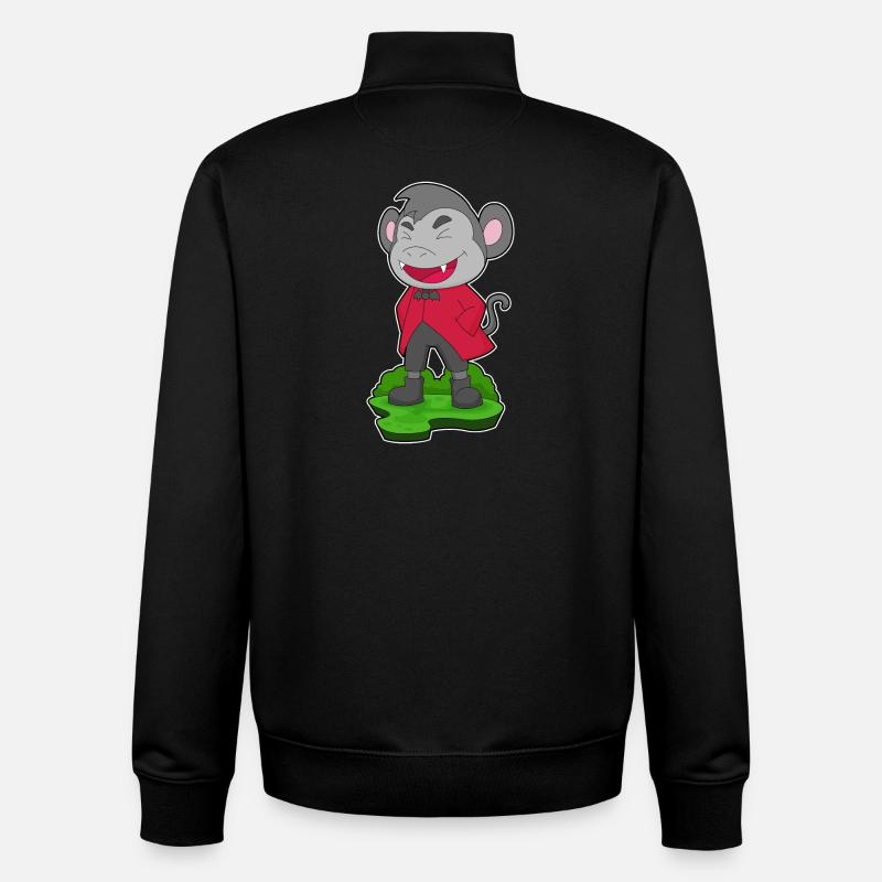 Singe Halloween Vampire - Sweat zippé unisexe en coton bio Stanley/Stella - noir