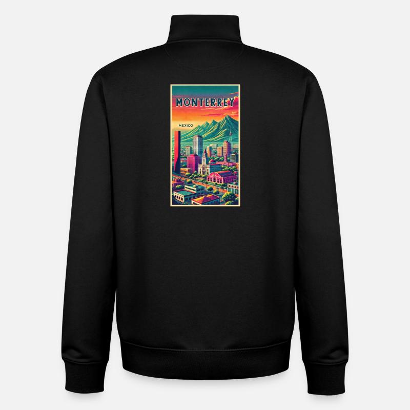Monterrey Mexiko Retro Design - Unisex Organic Zip Sweatshirt von Stanley/Stella - Schwarz