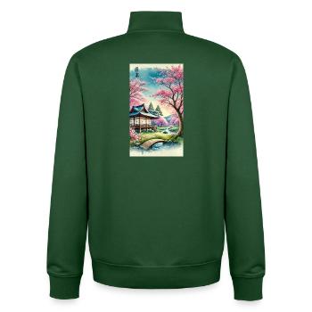 Japan Kirchenblüten Otaku Design - Unisex Organic Zip Sweatshirt von Stanley/Stella - Flaschengrün - Hinten - AI Model Male 185 dark (185cm)