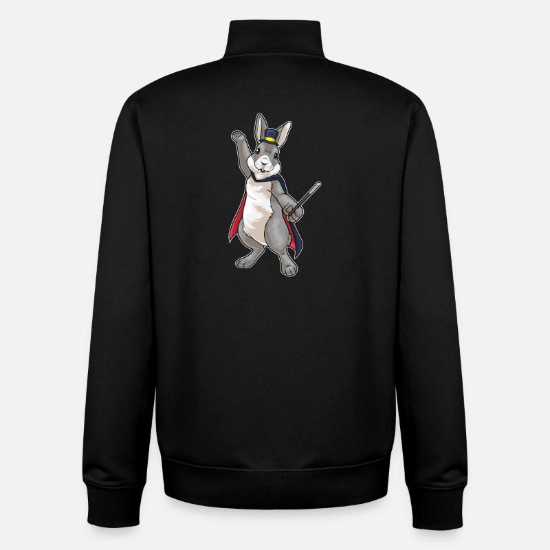 Bunny Wizard Wand - Unisex Organic Zip Sweatshirt by Stanley/Stella - black