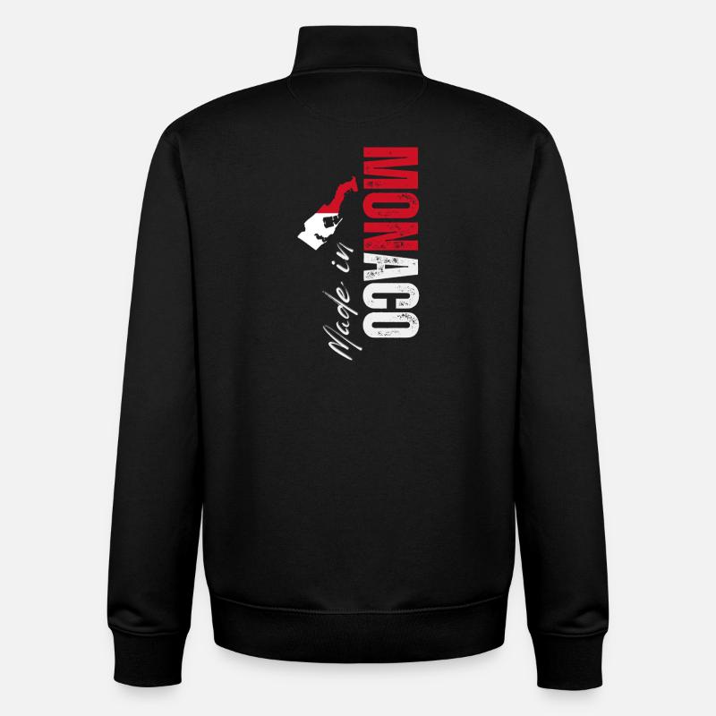 Made in Monaco, vertical design - Unisex Organic Zip Sweatshirt by Stanley/Stella - black