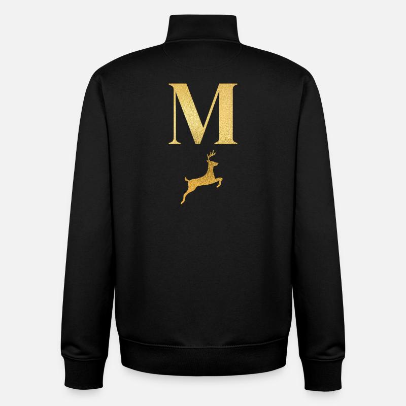 Buchstabe m goldener Hirsch - Geschenkidee - Unisex Organic Zip Sweatshirt von Stanley/Stella - Schwarz