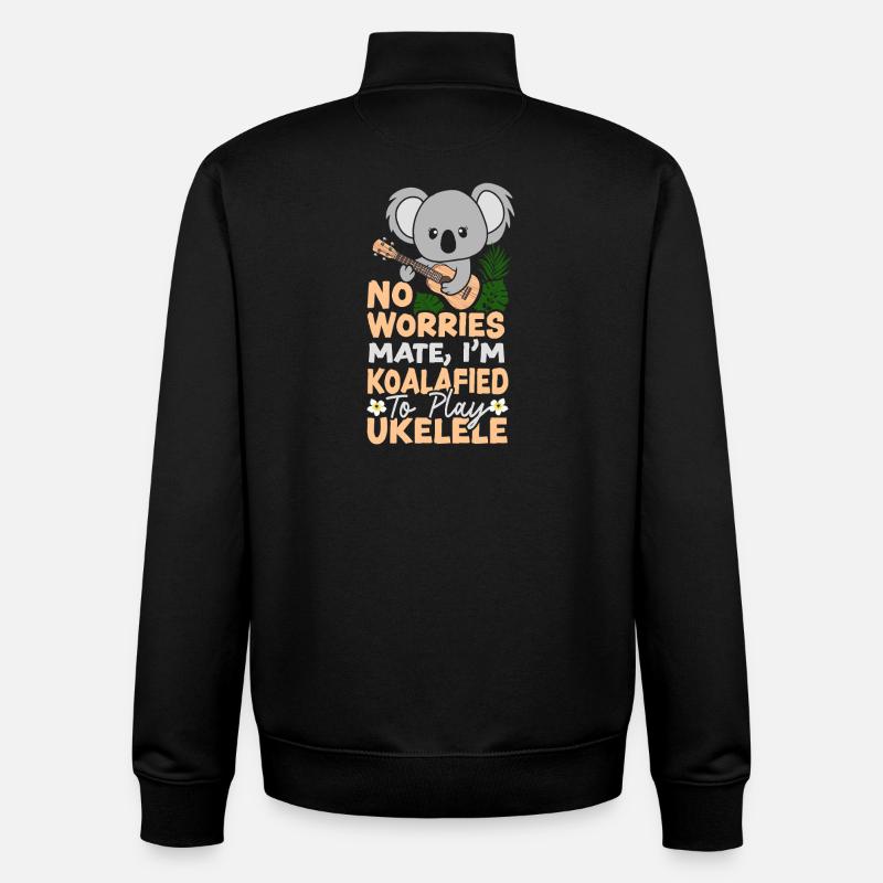 Ukulélé hawaïen Koala Koala No - Sweat zippé unisexe en coton bio Stanley/Stella - noir