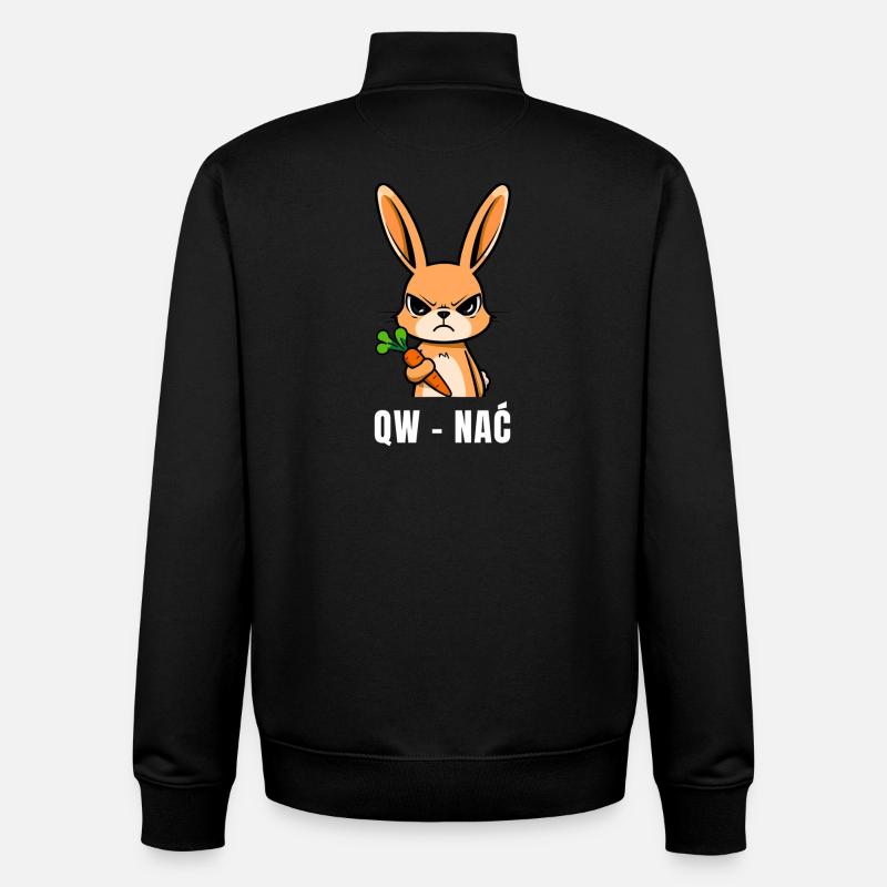 QW NAĆ - Funny Rabbit (pun) - Unisex Organic Zip Sweatshirt by Stanley/Stella - black