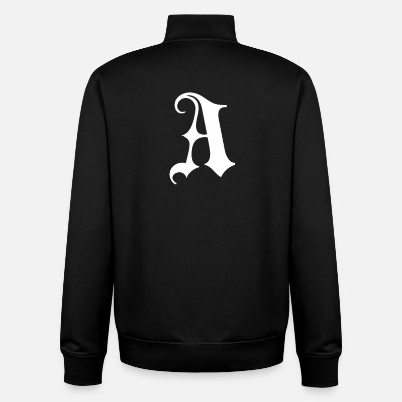 Gothic Monogram A Script - Unisex Organic Zip Sweatshirt by Stanley/Stella - black