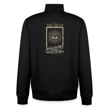 Vintage Esoteric Eye Of Providence Truth Quote - Unisex Organic Zip Sweatshirt by Stanley/Stella - black - Back - AI Model Male 185 light (185cm)