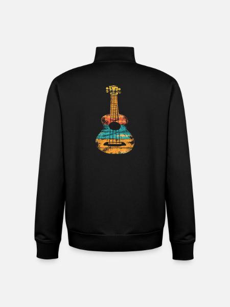 Style rétro du ukulélé - Sweat zippé unisexe en coton bio Stanley/Stella - noir