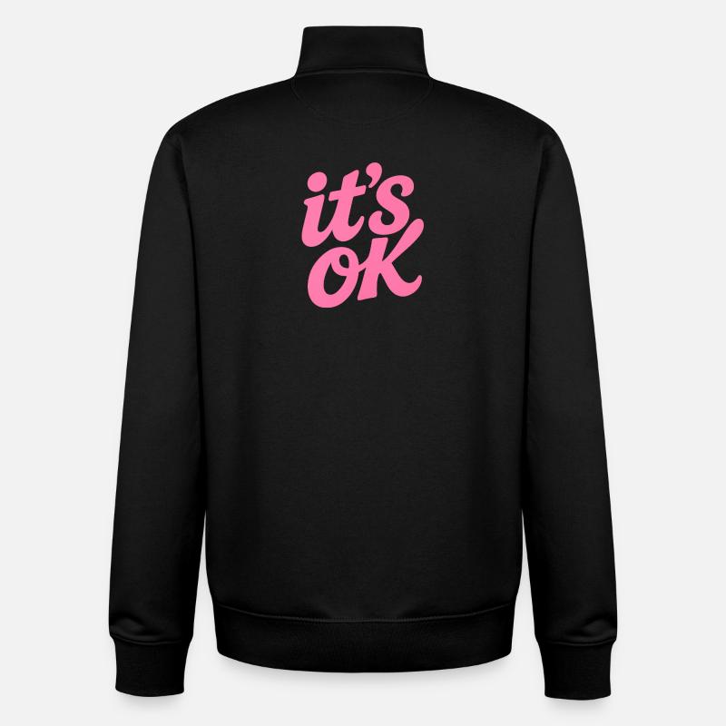 Rose : C’est OK Lettrage - Sweat zippé unisexe en coton bio Stanley/Stella - noir