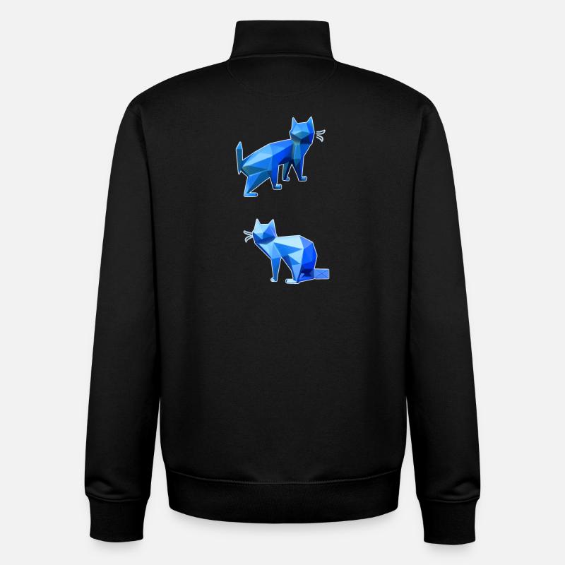 Duo Chat Polygone Bleu - Sweat zippé unisexe en coton bio Stanley/Stella - noir