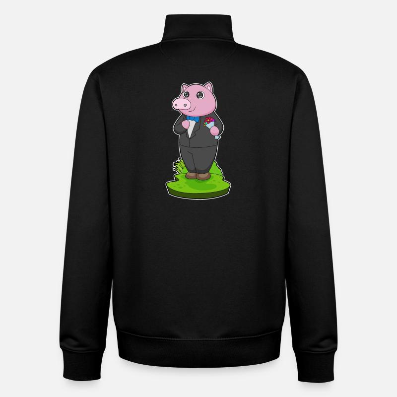Pig Groom Jacket Mariage - Sweat zippé unisexe en coton bio Stanley/Stella - noir
