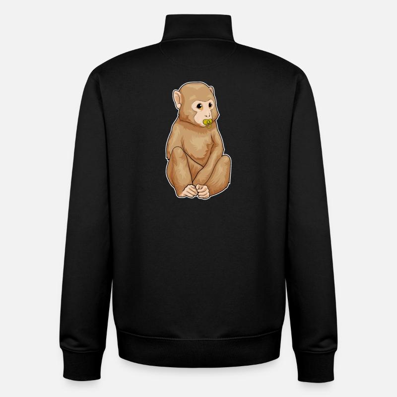 Monkey Baby Pacifier - Unisex Organic Zip Sweatshirt by Stanley/Stella - black