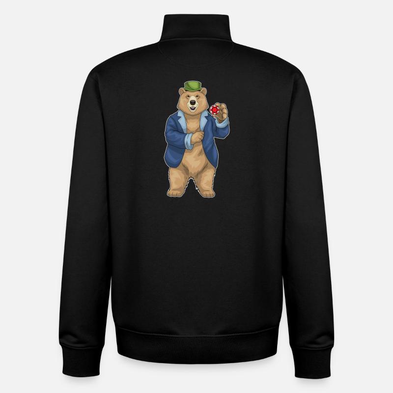 Bear Poker Jetons de poker - Sweat zippé unisexe en coton bio Stanley/Stella - noir