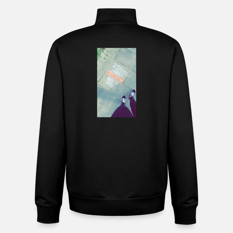 Graphics on the sidewalk with a cross-out - Unisex Organic Zip Sweatshirt by Stanley/Stella - black