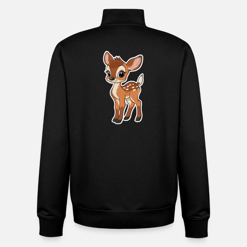 chevreuil - Sweat zippé unisexe en coton bio Stanley/Stella - noir