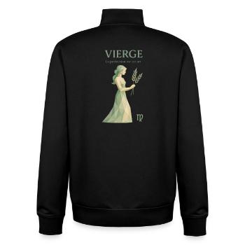 Signe astrologique de la Vierge - Astrologie - Sweat zippé unisexe en coton bio Stanley/Stella - noir - Dos - AI Model Male 185 light (185cm)
