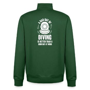 Diving Diver Snorkeling Recreational Diver - Unisex Organic Zip Sweatshirt by Stanley/Stella - bottle green - Back - AI Model Male 185 dark (185cm)
