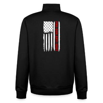Pro-guns, anti-idiot - Unisex Organic Zip Sweatshirt by Stanley/Stella - black - Back - AI Model Male 185 light (185cm)