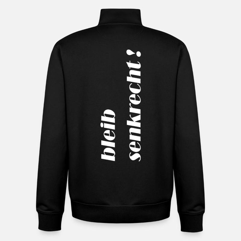 Bleib senkrecht! Klarer Statement-Look - Unisex Organic Zip Sweatshirt von Stanley/Stella - Schwarz