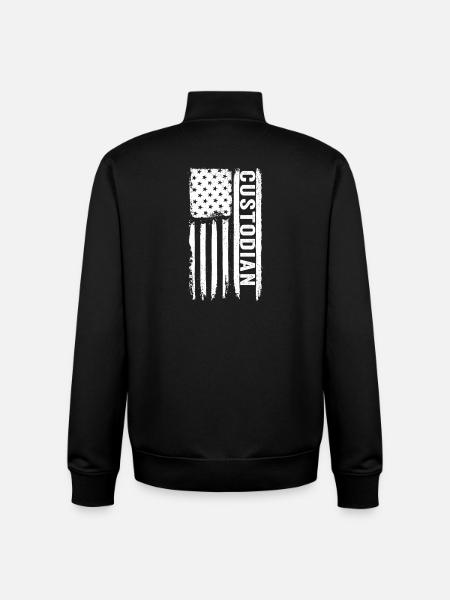 Concierge, drapeau américain, Patriotic S - Sweat zippé unisexe en coton bio Stanley/Stella - noir