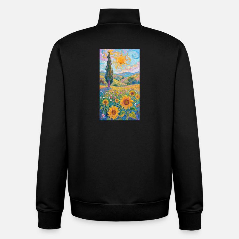 Les tournesols dans l’impressionnisme - Sweat zippé unisexe en coton bio Stanley/Stella - noir