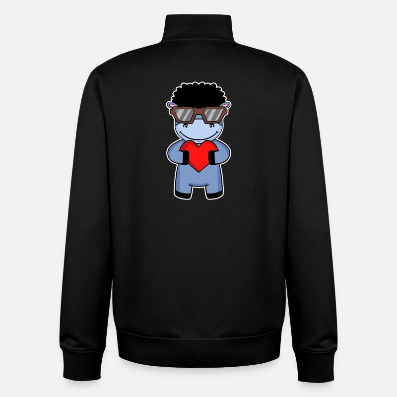Donkey with sunglasses and heart - Unisex Organic Zip Sweatshirt by Stanley/Stella - black