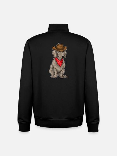 Dachshund Cowboy Cowboy Hat - Unisex Organic Zip Sweatshirt by Stanley/Stella - black