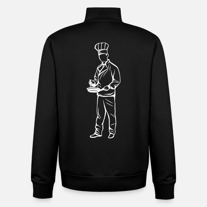 Croquis du chef - Sweat zippé unisexe en coton bio Stanley/Stella - noir