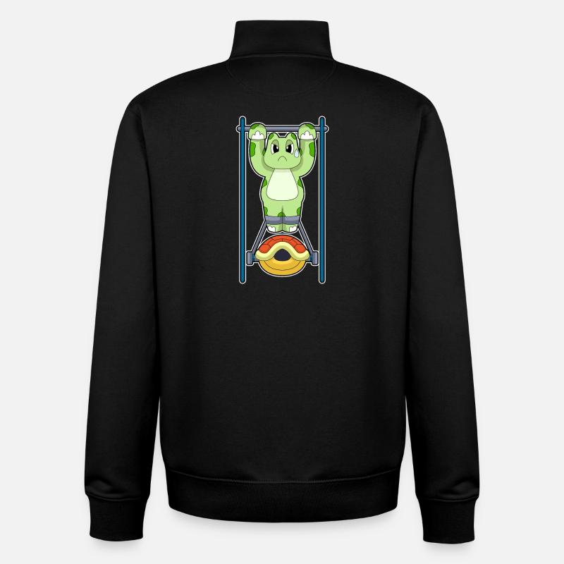 Turtle Bodybuilder Pull-ups Bodybuilding - Unisex Organic Zip Sweatshirt by Stanley/Stella - black