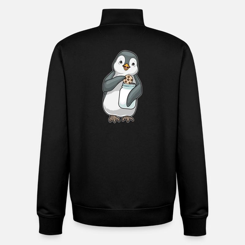 Biscuit pingouin - Sweat zippé unisexe en coton bio Stanley/Stella - noir