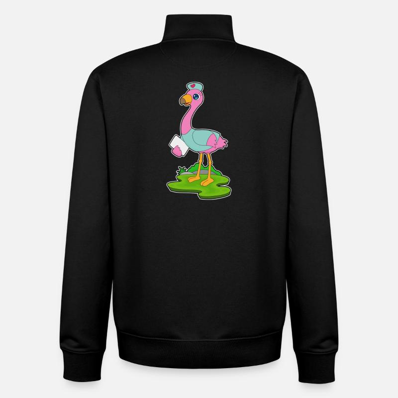 Flamingo Nurse - Unisex Organic Zip Sweatshirt by Stanley/Stella - black