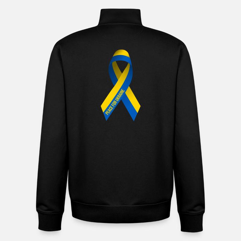 Ruban de la Paix pour l’Ukraine - Sweat zippé unisexe en coton bio Stanley/Stella - noir