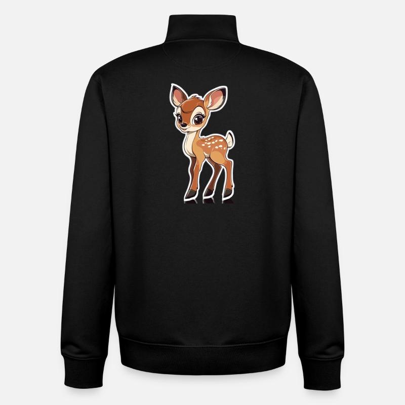roe deer - Unisex Organic Zip Sweatshirt by Stanley/Stella - black